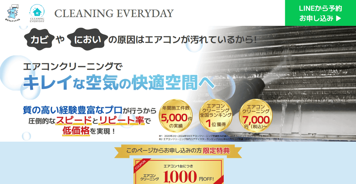 cleaning everydayの公式サイトスクリーンショット