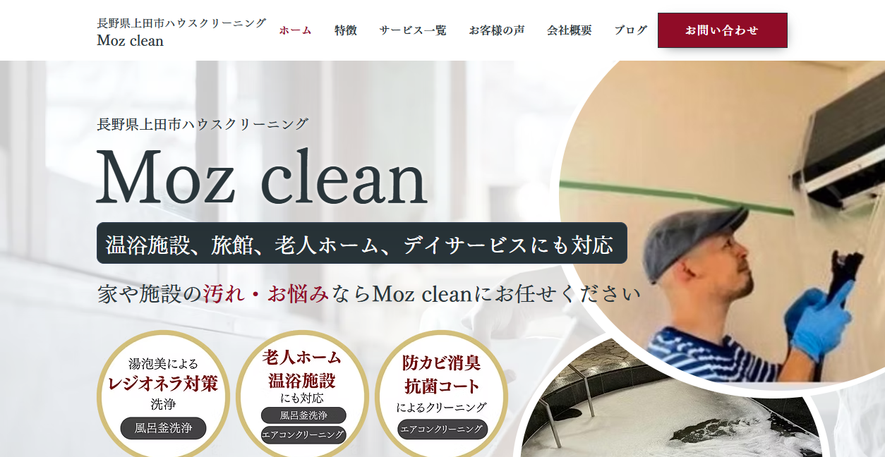 Moz cleanの公式サイトスクリーンショット