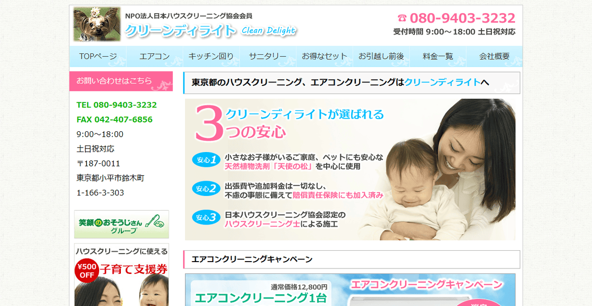 クリーンディライトの公式サイトスクリーンショット
