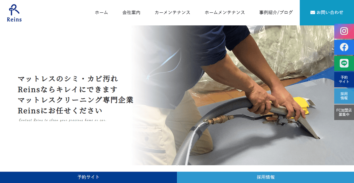 Reinsの公式サイトスクリーンショット