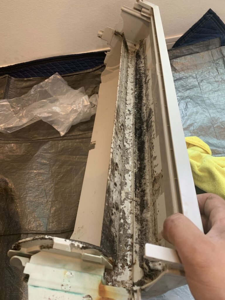 汚れているパナソニックのエアコンのドレンパン