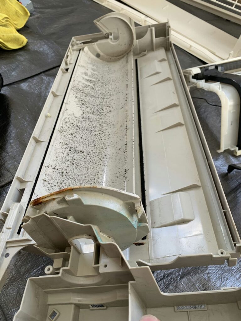 汚れているパナソニックのエアコンのドレンパン