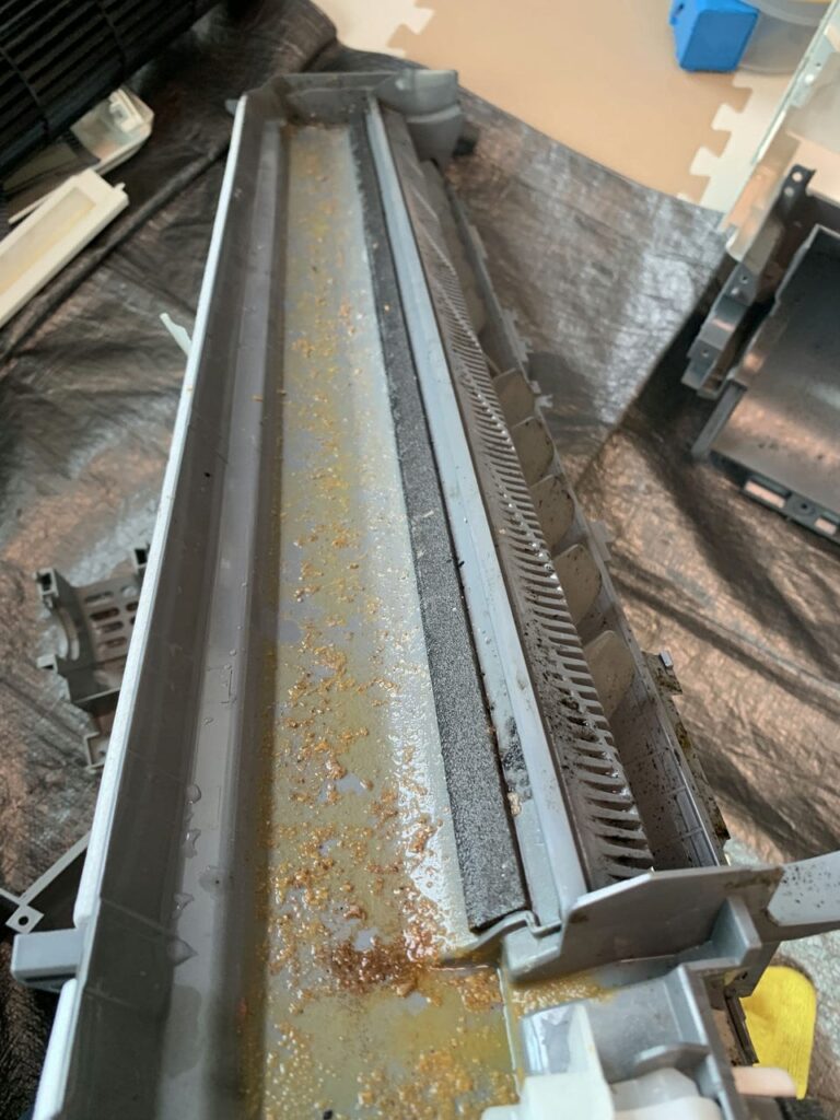 汚れている三菱電機のエアコンのドレンパン
