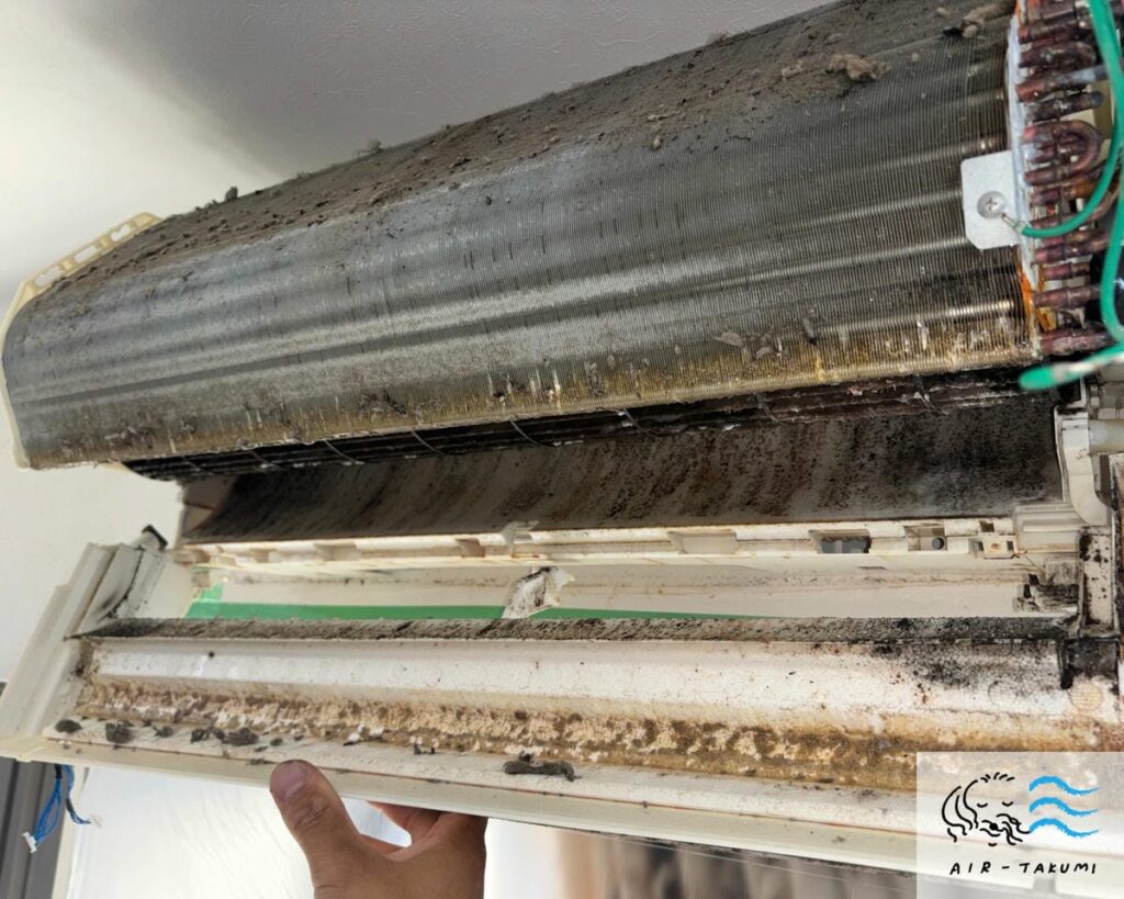 油汚れがひどい熱交換器