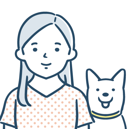 犬と一緒の女性のアイコン