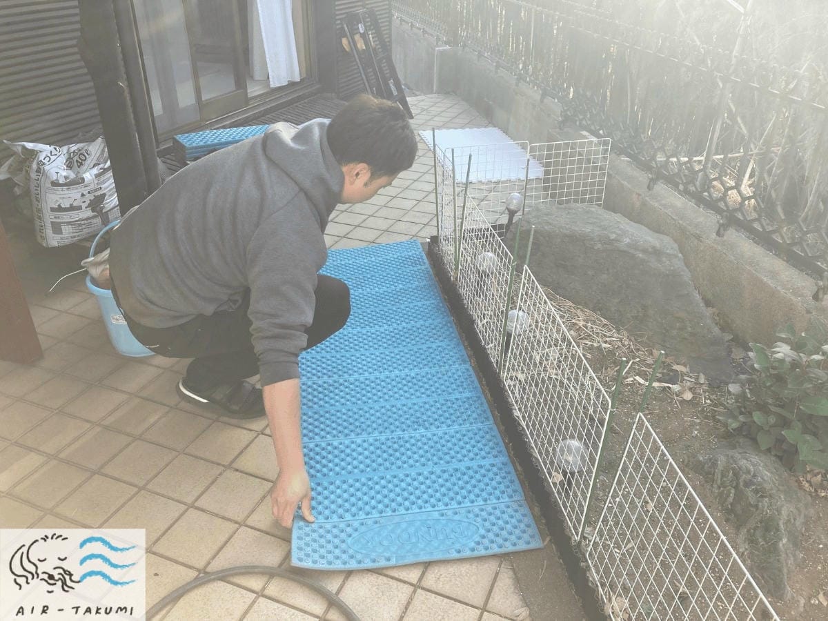 屋外に洗浄スペースを準備